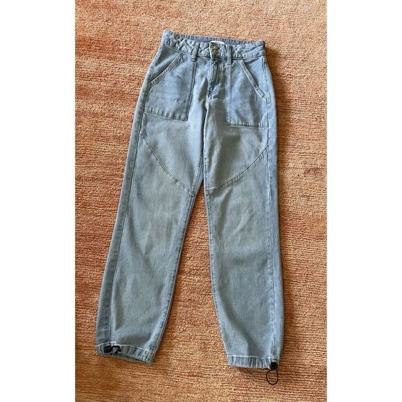 Forever 21 Blue Denim with Bungee Hem High Rise Women’s size S Y2k 90s - Picture 1 of 9